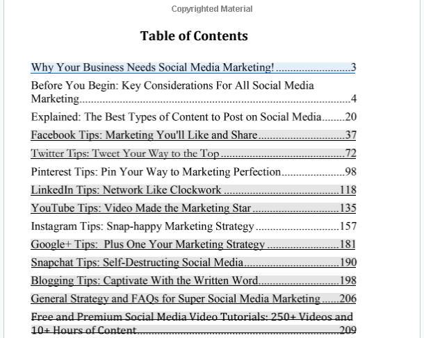 Table Of Contents