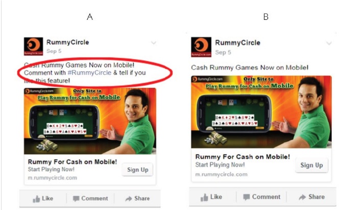 Rummy Circle's Mobile Facebook Ad: